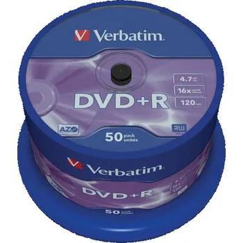 Optické médium Verbatim DVD+R 4.7GB 16x spidl 50ks