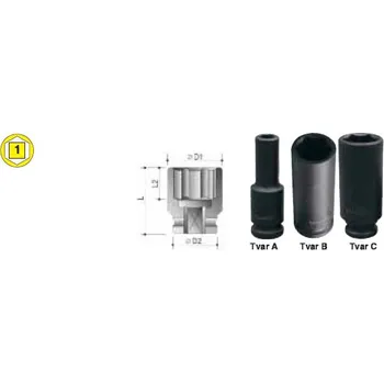 Gola hlavice CROMWELL Hlavice palcová 1'' rázová, prodloužená, 6-hranná 1 3/8''