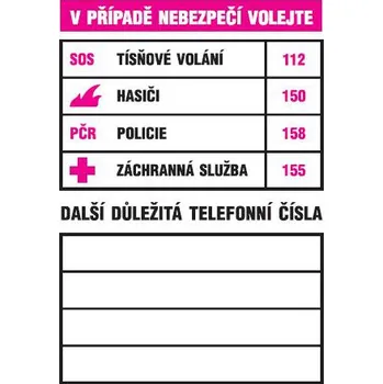 V případě nebezpečí volejte, plast A4