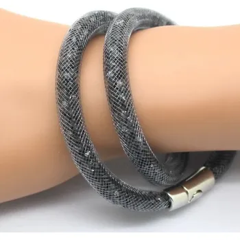 Náramek Náramek šedý Stardust s křišťály dvojitý