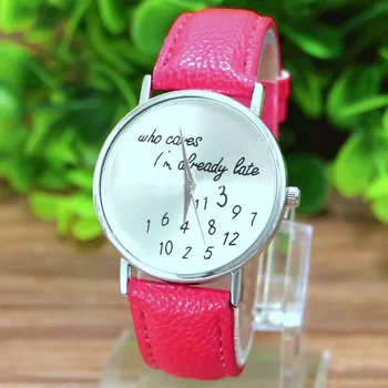 Hodinky Tmavě růžové módní hodinky Who cares...