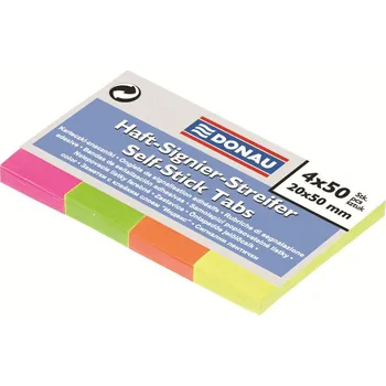 Lepící bločky, POST-IT 50x20 mm, 4x50 lístků-NEONOVÉ barvy papírové