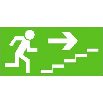 Fotoluminiscenční samolepicí tabulka formátu 210x105 mm, Únikové schodiště vpravo nahoru