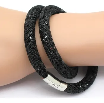 Náramek Náramek černý Stardust s křišťály dvojitý