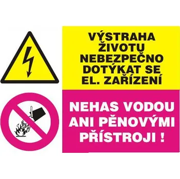 Značení Výstraha - životu nebezpečno-nehas vodou, samolepka A5