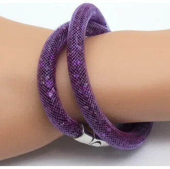 Náramek Náramek tmavě fialový Stardust s křišťály dvojitý