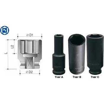 Gola hlavice CROMWELL Hlavice palcová 3/8'' rázová, prodloužená, 6-hranná 7/16''