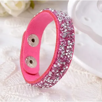 Náramek Náramek s křišťály tmavě růžový