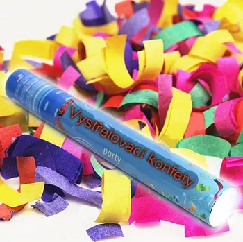 Konfeta Nejlevnější vystřelovací konfety 40cm - barevné konfety (1ks)
