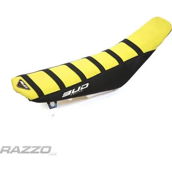 Moto sedlo Potah sedla BudRacing Seat Cover FullTraction Suzuki RMZ450 08-17 YellowBlack Blk Stripes