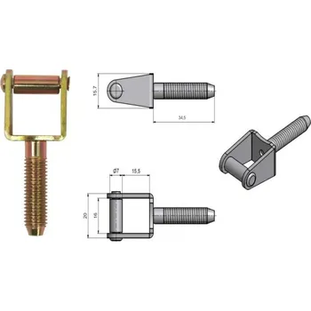 Příslušenství k oknu TKZ Skoba okenní k zašroubování M8 34,5 ŽLZn - žlutý zinek