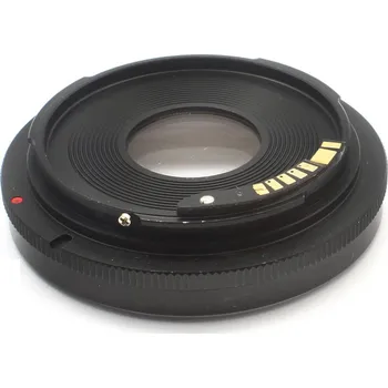 Adaptér / redukce z Minolta MD na Canon EOS s optickým členem AF, chipem (Umožní nasadit objektiv s bajonetem Minolta na fotoapráty Canon EOS)