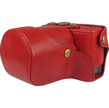 Kožené pouzdro pro Canon EOS M červené 18-55mm