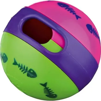 Hračka pro kočku Míč na pamlsky s kostrami rybiček, pro kočky 6 cm