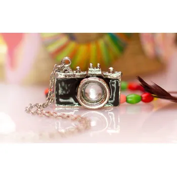 Přívěsek Retro přívěsek na krk fotoaparát černý (Perfektní dárek pro vášnívé fotografy)