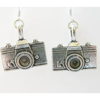 Náušnice Naušnice fotoaparát stříbrné (Originální dárek)