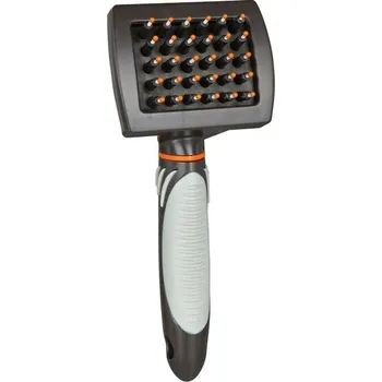 Péče o srst a drápky Trixie kartáč s plastovými štětinami,protiskluz.rukojeť 10x17 cm