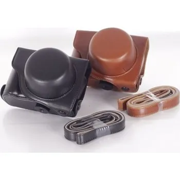 Kožené pouzdro pro fotoaparát Panasonic LUMIX DMC-GF5 hnědé