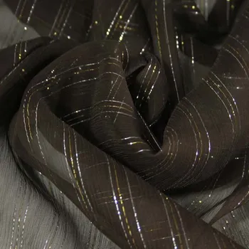 Hedvábný šifon tmavě hnědý s lurexem, š.130