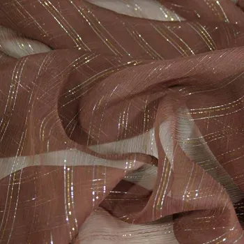 Hedvábný šifon světle hnědý s lurexem, š.130