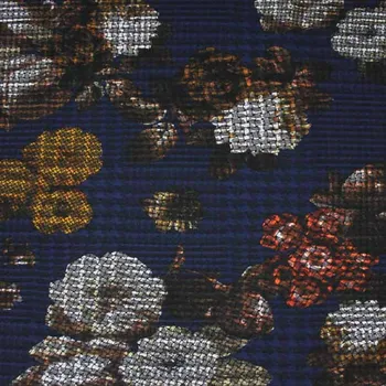 Kostýmovka modrá 15199, barevný květ, š.150