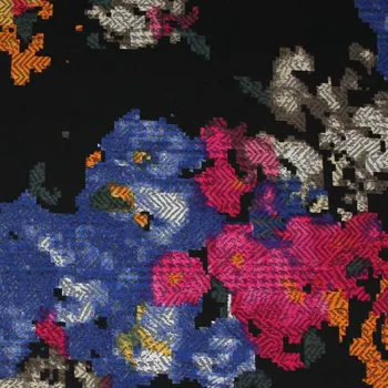 Kostýmovka černá 15407, barevný vzor, š.150