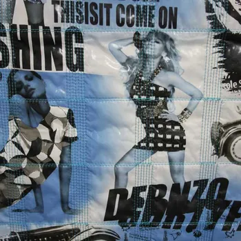 Prošev foto auta a dívky, modrobílý, š.140