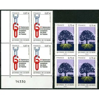 Poštovní známka Post France (2010) č. 67-68 ** - Rada Evropy - 4-bl. - 60. roků Evropské úmluvy o právech člověka