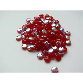 Dětské navlékací korálky Mačkané korálky tvarové, čočka 6 mm, červená s efektem