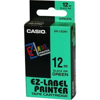 Pásek do tiskárny Páska Casio XR-12GN1 (Černý tisk/zelený podklad) (12mm)