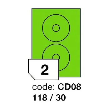 Samolepící etiketa Samolepící etikety Rayfilm Office průměr 118/30 mm 300 archů, fluo zelená, R0130.CD08D