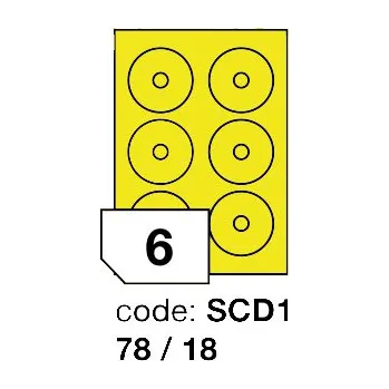 Kancelářské potřeby Samolepící etikety Rayfilm Office průměr 78/18 mm 300 archů, matně žlutá, R0121.SCD1D