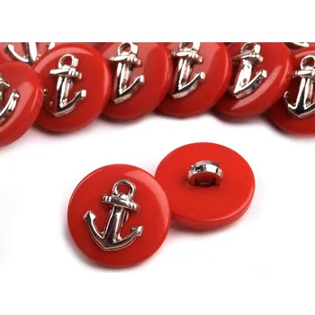 Knoflík Knoflík plastový 24" (15 mm) KOTVA - červený