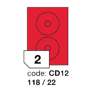 Kancelářské potřeby Samolepící etikety Rayfilm Office průměr 118/22 mm 300 archů, matně červená, R0122.CD12D