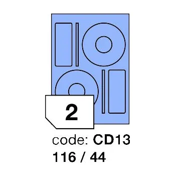 Kancelářské potřeby Samolepící etikety Rayfilm Office průměr 116/44 mm 300 archů, matně modrá, R0123.CD13D