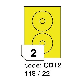 Samolepící etiketa Samolepící etikety Rayfilm Office průměr 118/22 mm 300 archů, fluo žlutá, R0131.CD12D