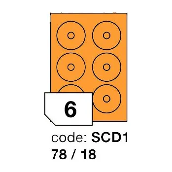 Samolepící etiketa Samolepící etikety Rayfilm Office průměr 78/18 mm 300 archů, fluo oranžová, R0133.SCD1D