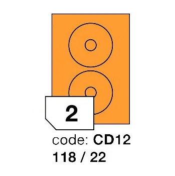 Samolepící etiketa Samolepící etikety Rayfilm Office průměr 118/22 mm 300 archů, fluo oranžová, R0133.CD12D