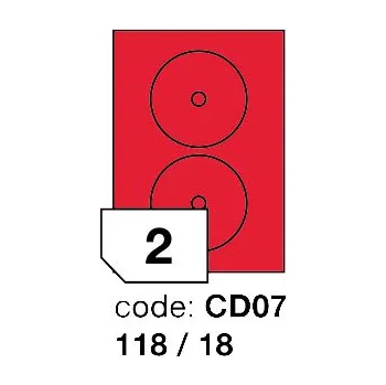 Kancelářské potřeby Samolepící etikety Rayfilm Office průměr 118/18 mm 300 archů, fluo červená, R0132.CD07D