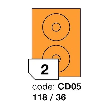 Samolepící etiketa Samolepící etikety Rayfilm Office průměr 118/36 mm 300 archů, fluo oranžová, R0133.CD05D