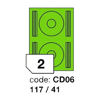 Samolepící etiketa Samolepící etikety Rayfilm Office průměr 117/41 mm 300 archů, fluo zelená, R0130.CD06D