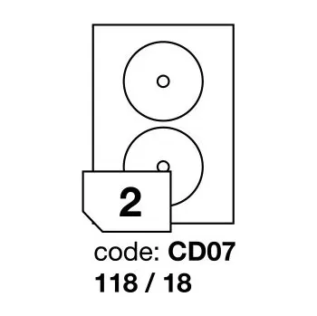 Samolepící etiketa Samolepící etikety Rayfilm Office průměr 118/18 mm 300 archů, laser, R0119.CD07D