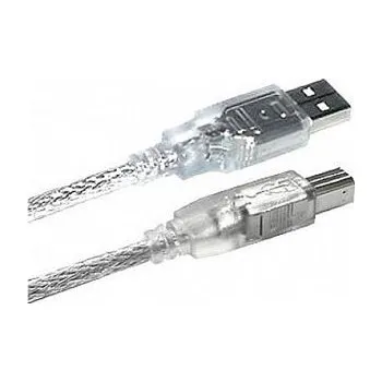 Kabel do PC MacPower USB2.0 A/B kabel k perifériím 3m transparentní dvojité stínění