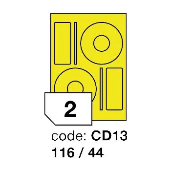 Kancelářské potřeby Samolepící etikety Rayfilm Office průměr 116/44 mm 300 archů, matně žlutá, R0121.CD13D