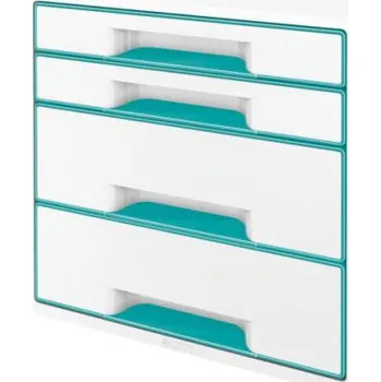 Archivační box Zásuvkový box Leitz WOW, 4 zásuvky, ledově modrý