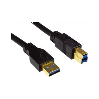 Datový kabel MacPower USB 3.0 kabel A/B 5m , černý, zlacené konektory , stíněný