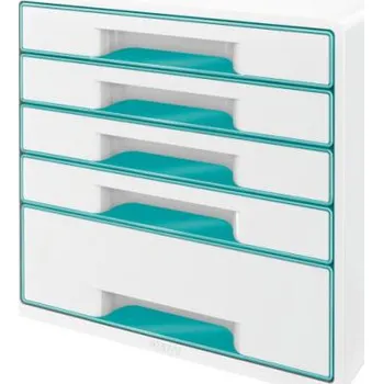 Zásuvkový kontejner Zásuvkový box Leitz WOW, 5 zásuvek, ledově modrý