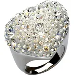 Prsten se Swarovski Elements bílé srdce velké Krystal 49