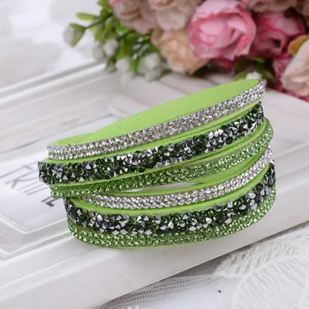 Náramek Troli Náramek Wrap Green Crystal