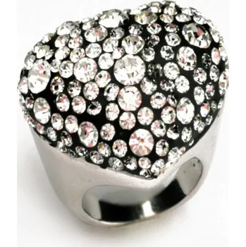 Prsten Prsten se Swarovski Elements srdce velké Krystal 55